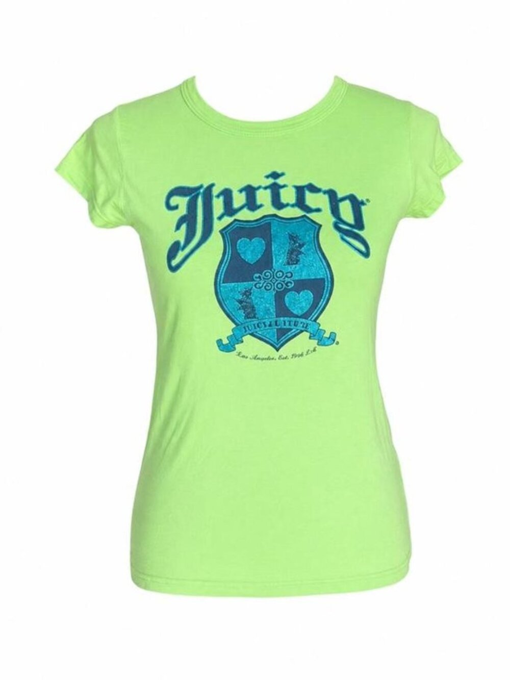 Juicy Couture green t-shirt with blue graphic design